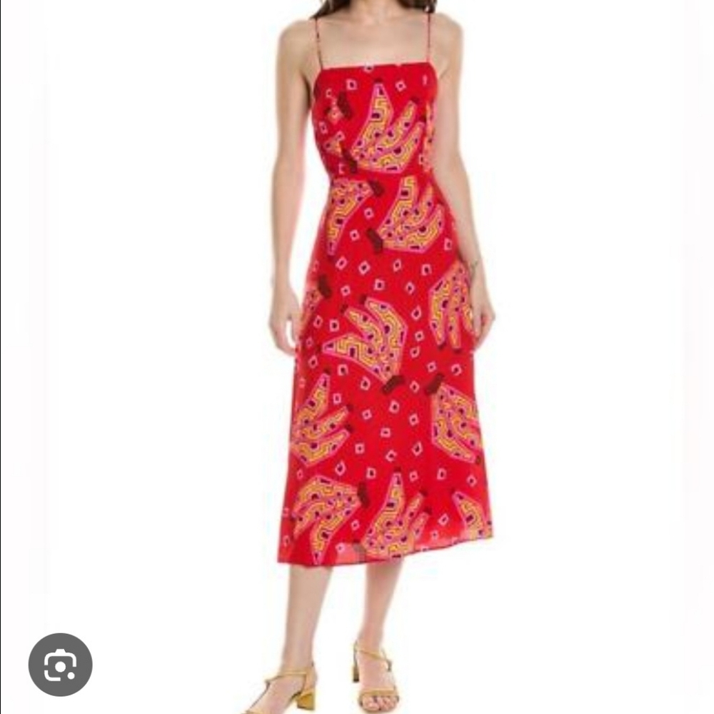 HOUSE OF HARLOW 1960  Smocked Cut Out Back MIDI w/Bead Tassels SIZE XS NWT